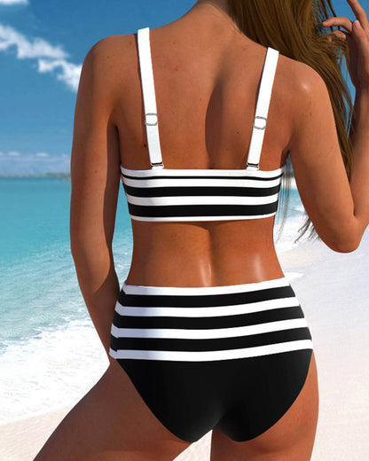 Lula - Hoge taille gestreepte bikini