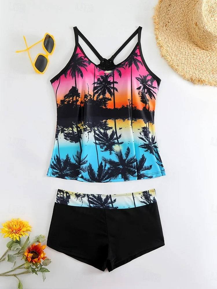 La Habana - Tankini set met tropische print en zwembroek