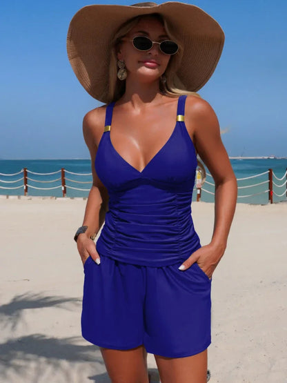 Harper - Gerimpeld tankini set met zakken