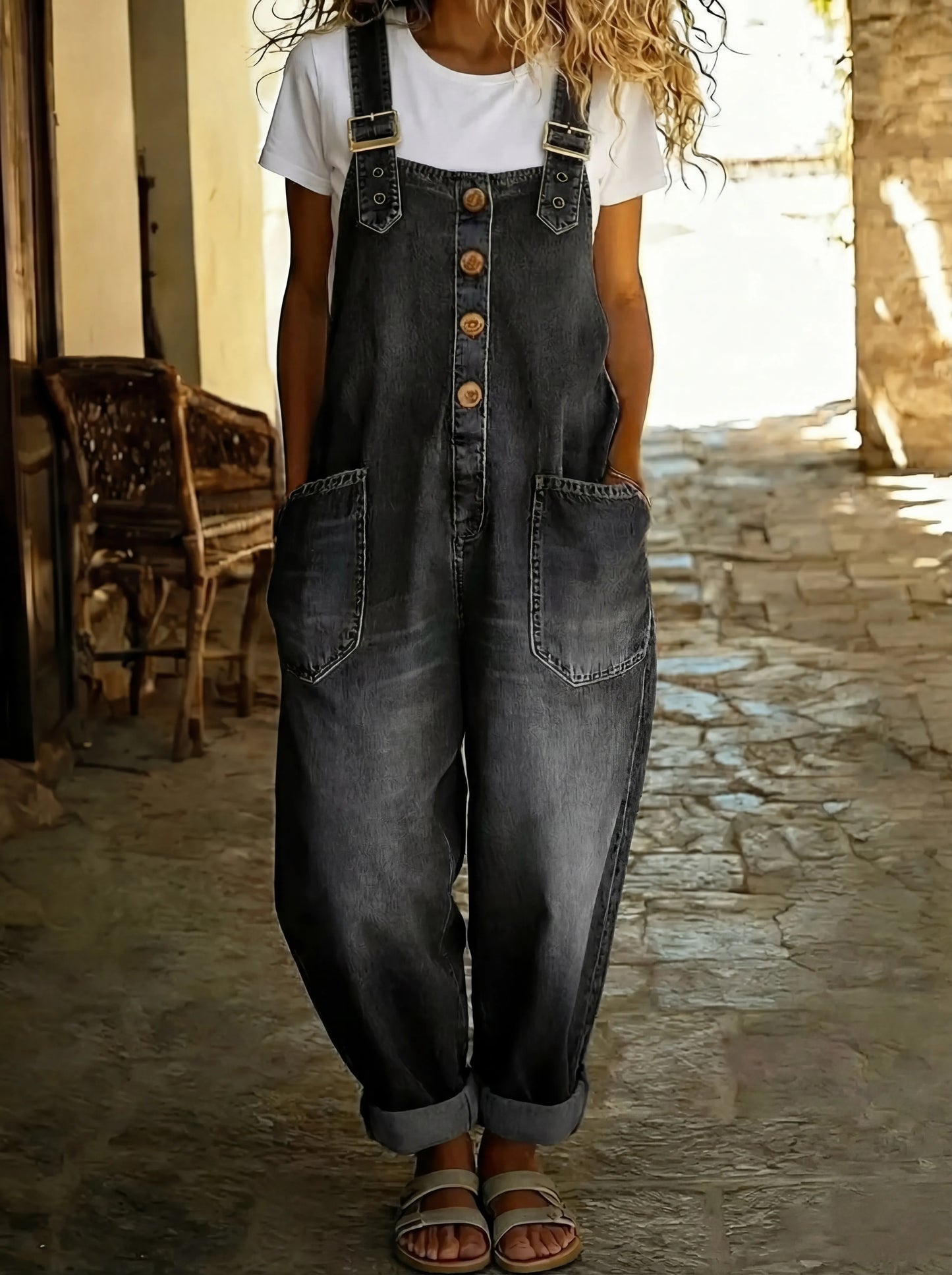 Rocio™ - Combinaison en denim décontractée avec boucle ajustable.